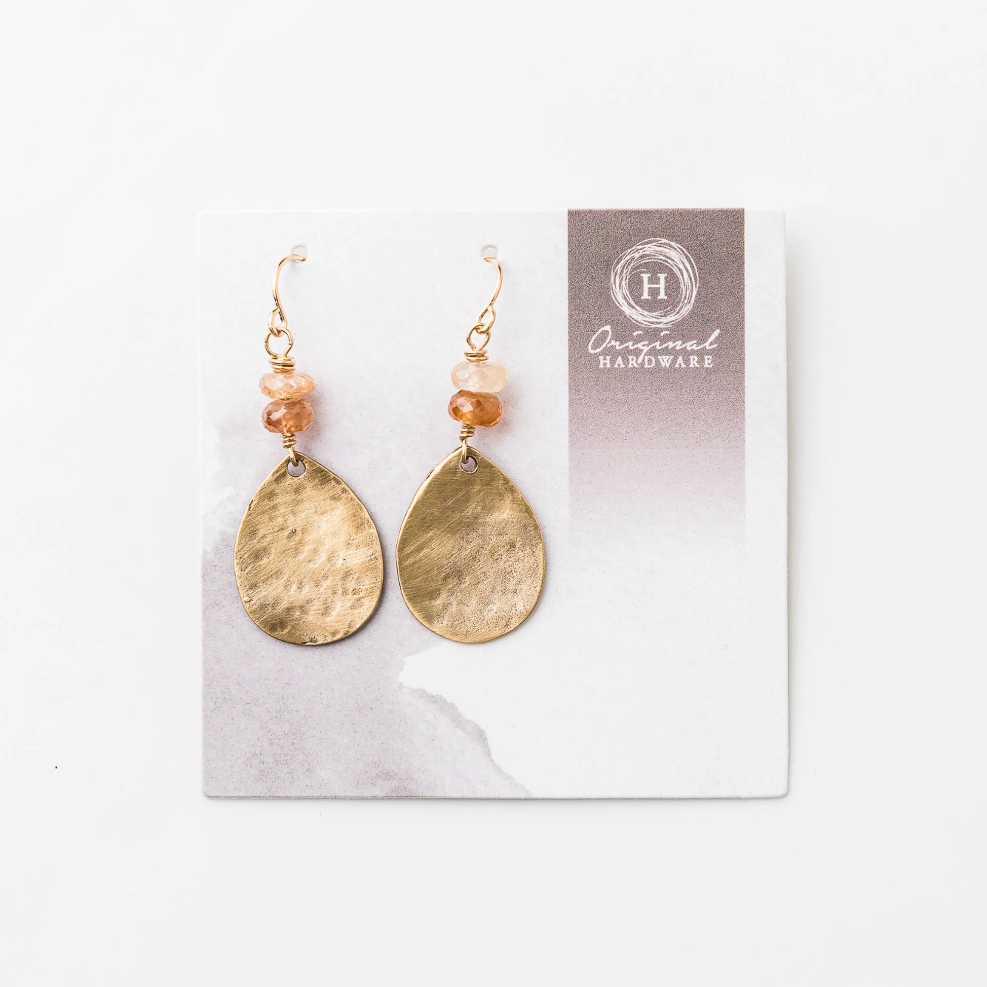 Champagne Zircon and Bronze Teardrop Earrings