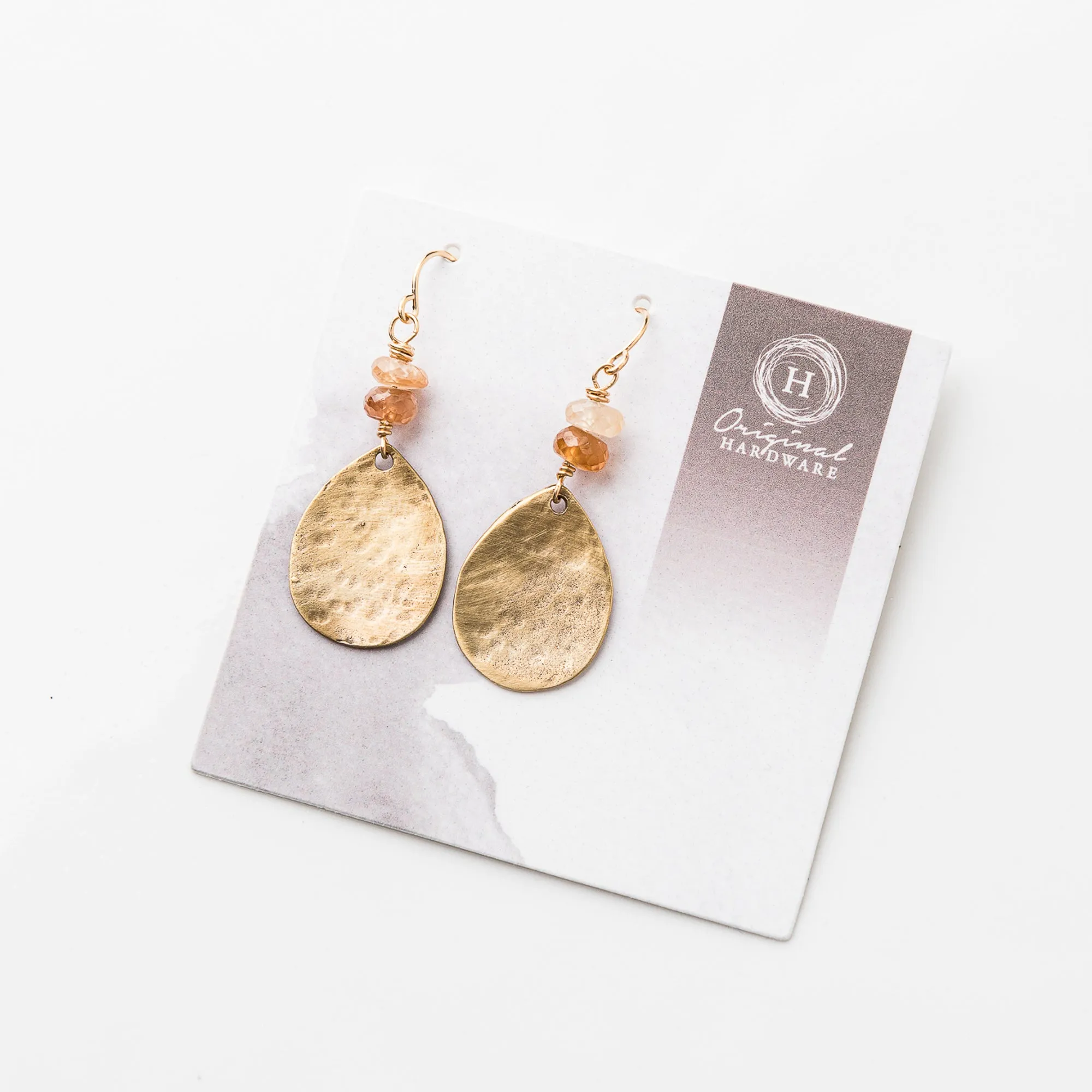 Champagne Zircon and Bronze Teardrop Earrings