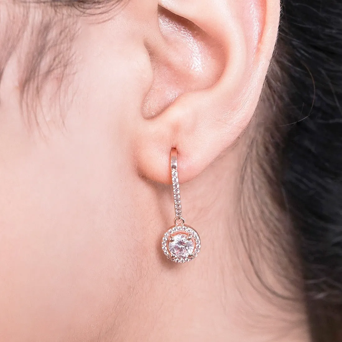 Chic Goddess Rose Gold Fish Hook 925 Silver Earrings