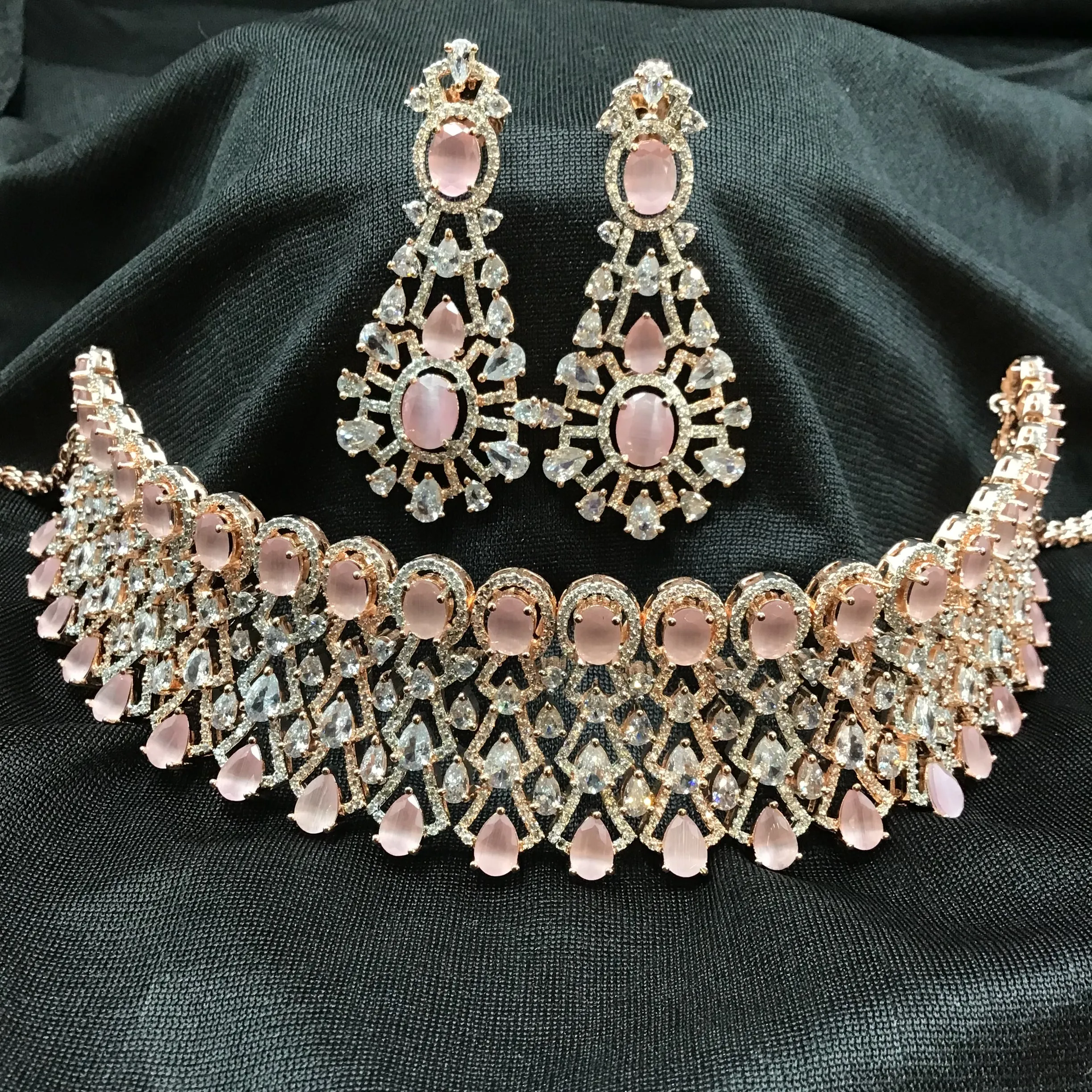 Choker Zircon/AD Necklace Set 3157-11