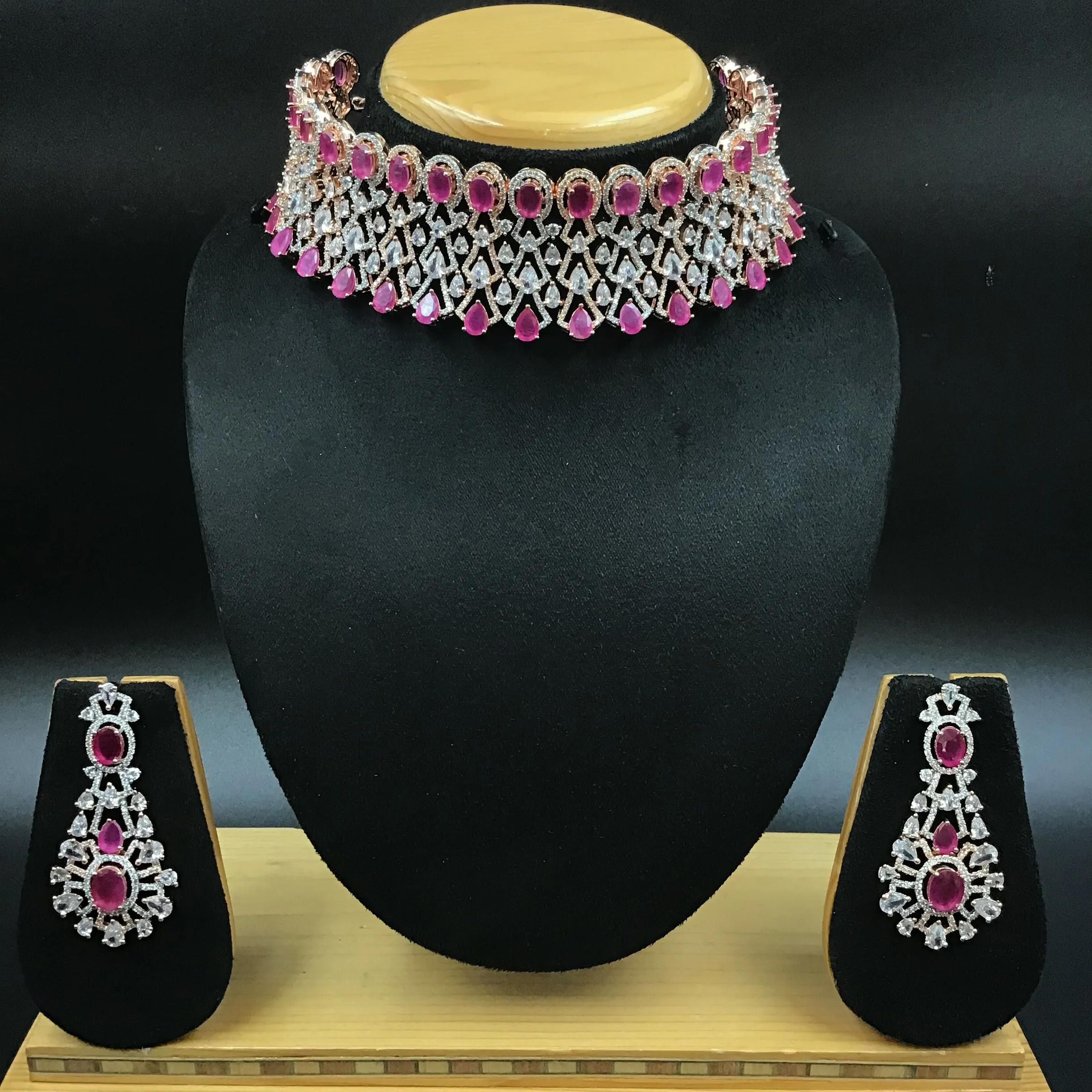 Choker Zircon/AD Necklace Set 3157-11