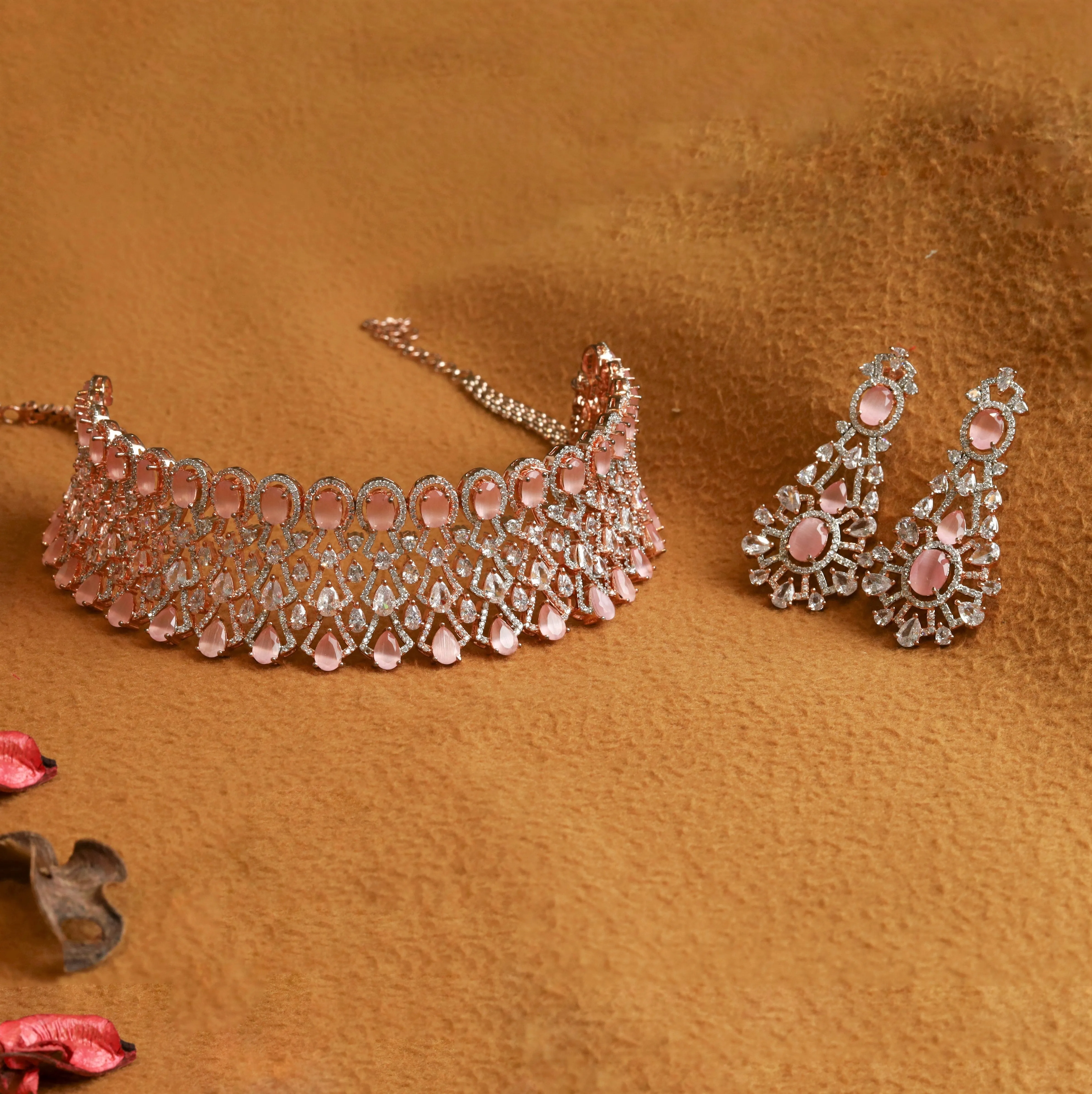 Choker Zircon/AD Necklace Set 3157-11