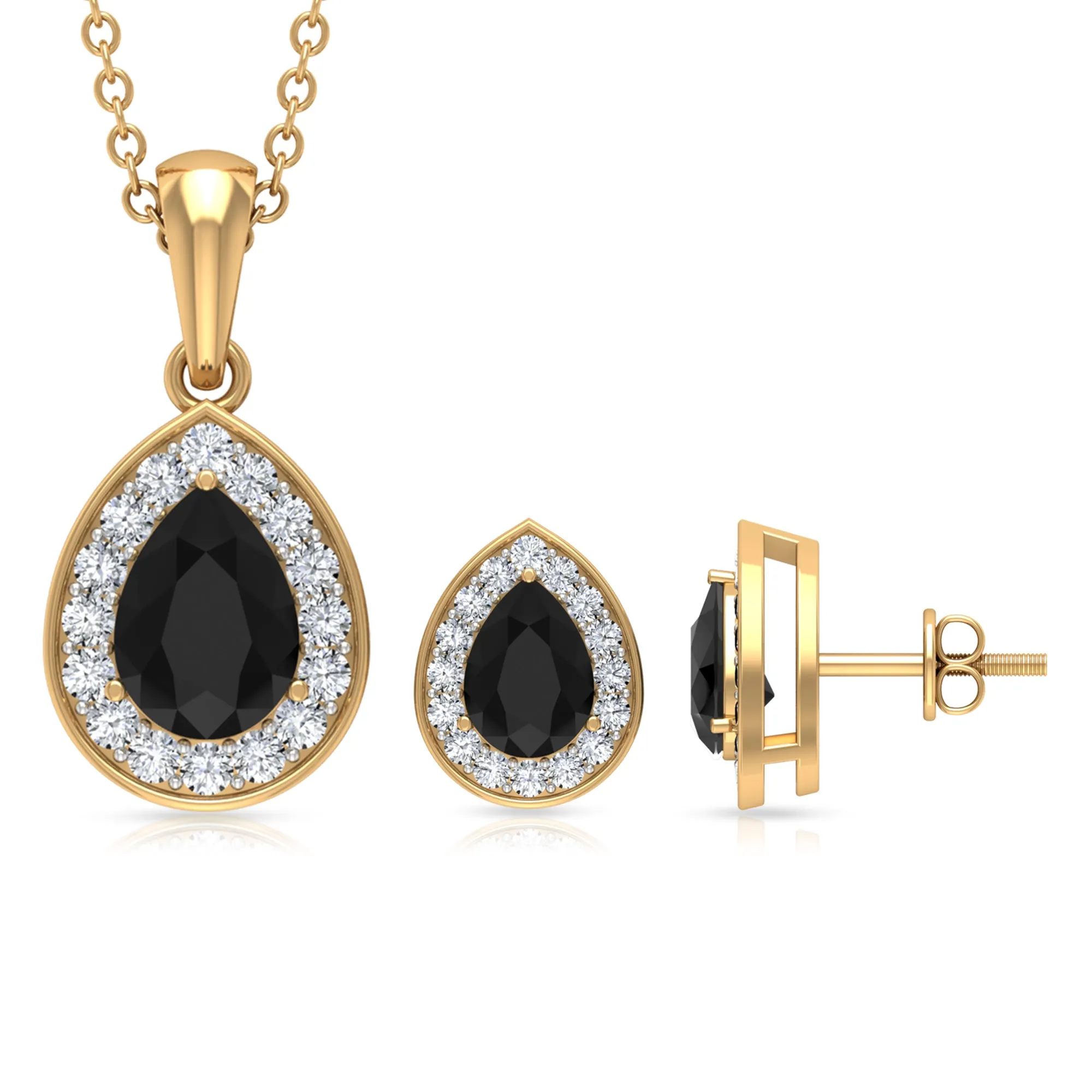 Classic Lab Created Black Diamond Teardrop Pendant And Earrings Set