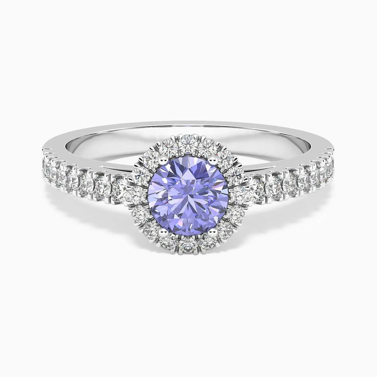 Classic Round Tanzanite Halo Ring in Sterling Silver