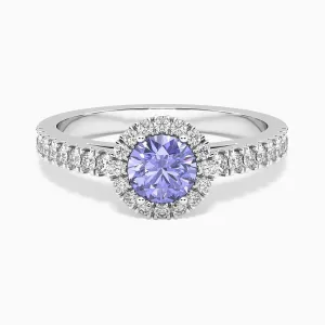 Classic Round Tanzanite Halo Ring in Sterling Silver