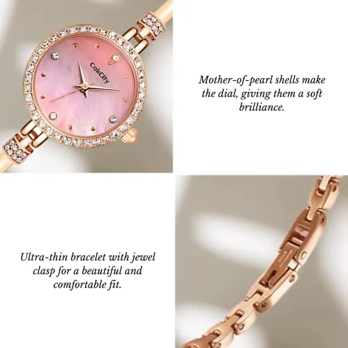 Classic Women Bracelet Pearl Shell Dial Analog Quartz Watch