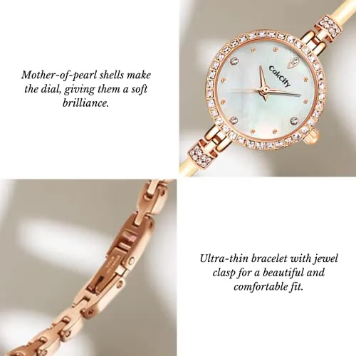 Classic Women Bracelet Pearl Shell Dial Analog Quartz Watch