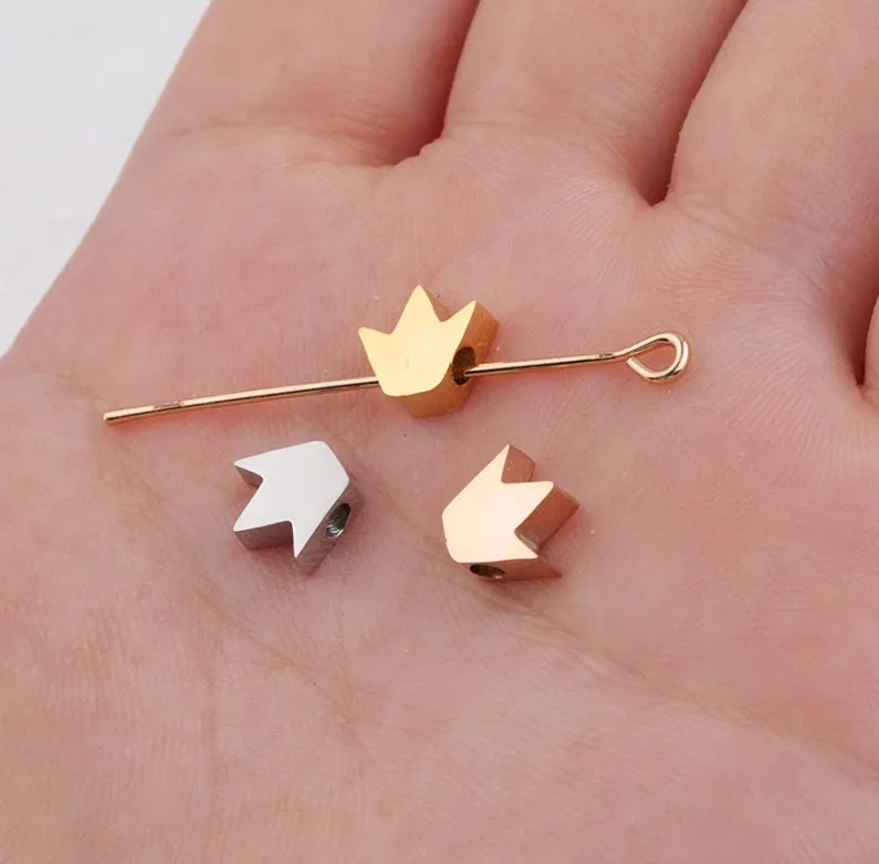 Crown Beads - Crown Charm - Princess Crown Charm - Queen Crown Charm - Head Crown Charm Pendants - Gold Silver Rose Gold Jewelry Making
