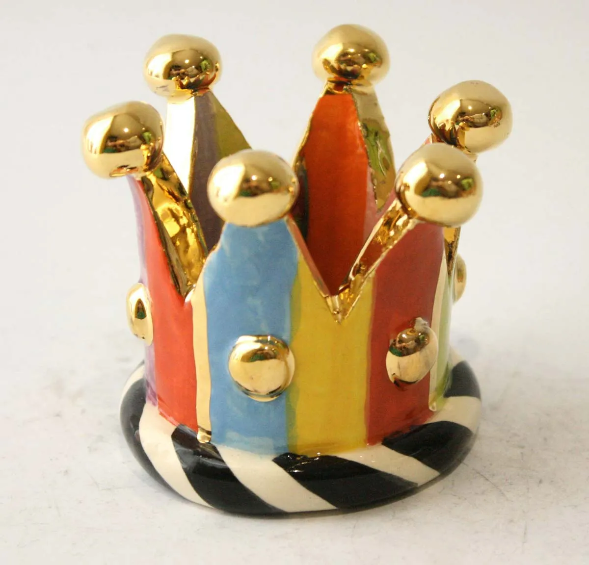 Crown Candleholder in Coloured Stripe