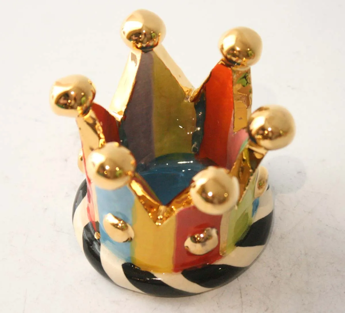 Crown Candleholder in Coloured Stripe