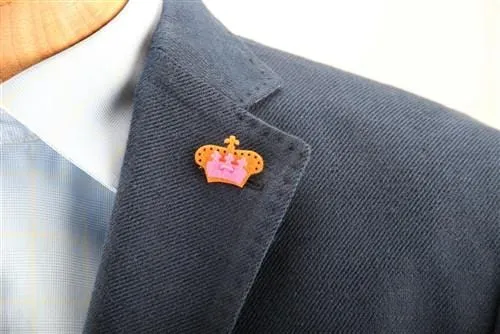 Crown Lapel Pin - Happiest Orange with Poona Pink