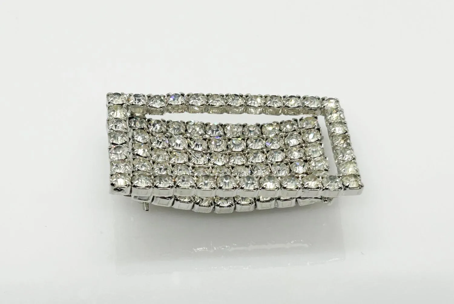 Curved Rectangular Vintage Rhinestone Pin