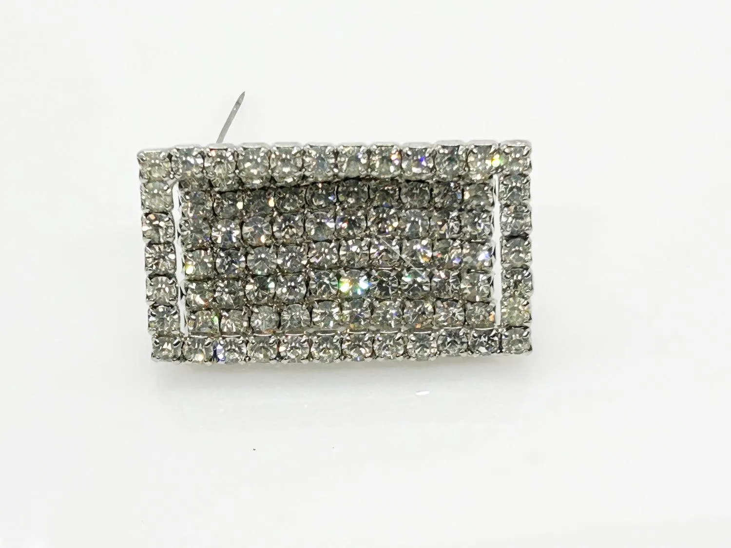 Curved Rectangular Vintage Rhinestone Pin