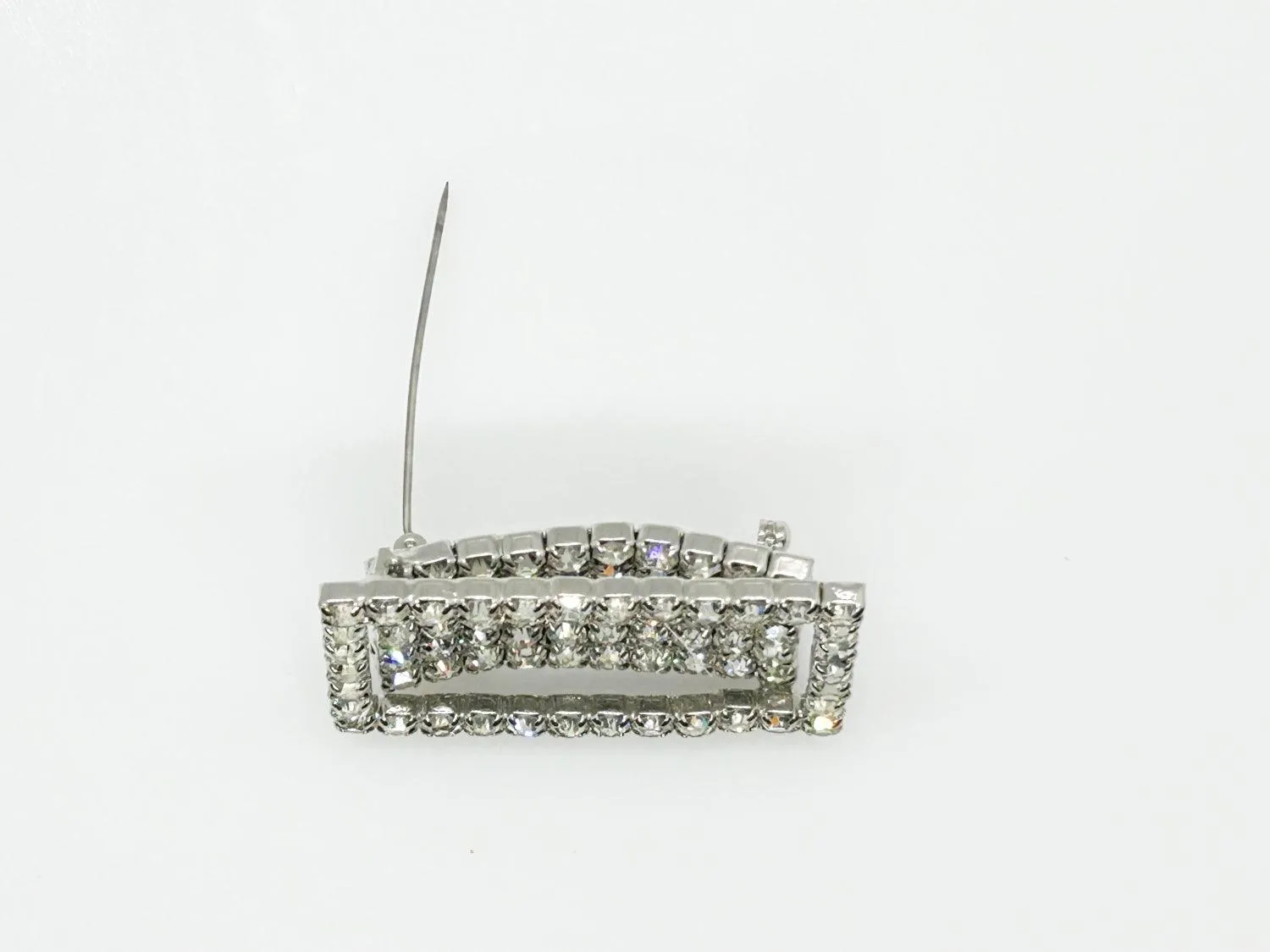 Curved Rectangular Vintage Rhinestone Pin