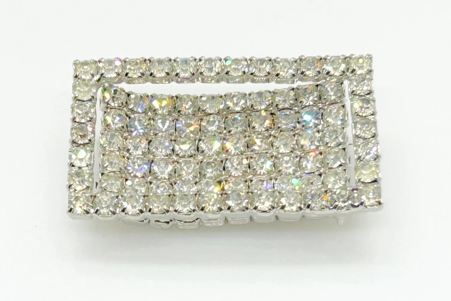 Curved Rectangular Vintage Rhinestone Pin