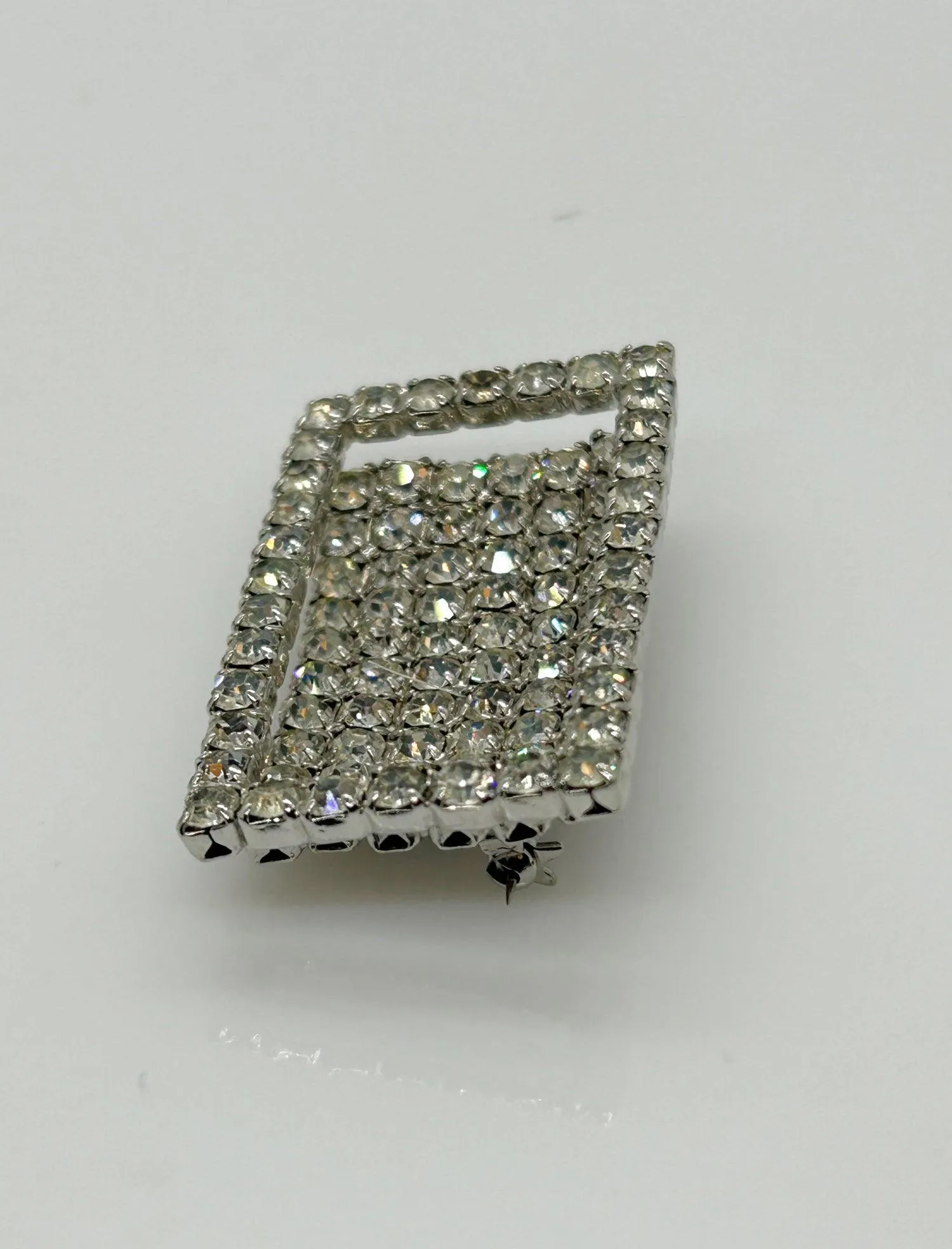 Curved Rectangular Vintage Rhinestone Pin