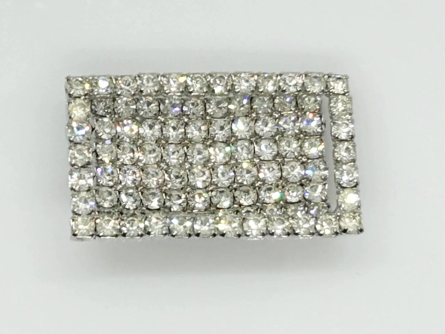 Curved Rectangular Vintage Rhinestone Pin