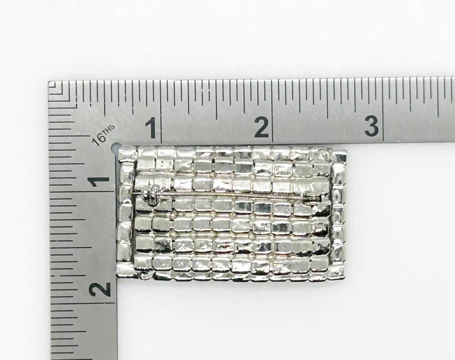 Curved Rectangular Vintage Rhinestone Pin
