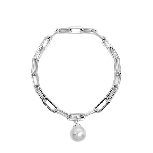 Dangling Pearl Paperclip Bracelet  B3968CL