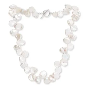 Decus large iridescent white keishi pearl necklace