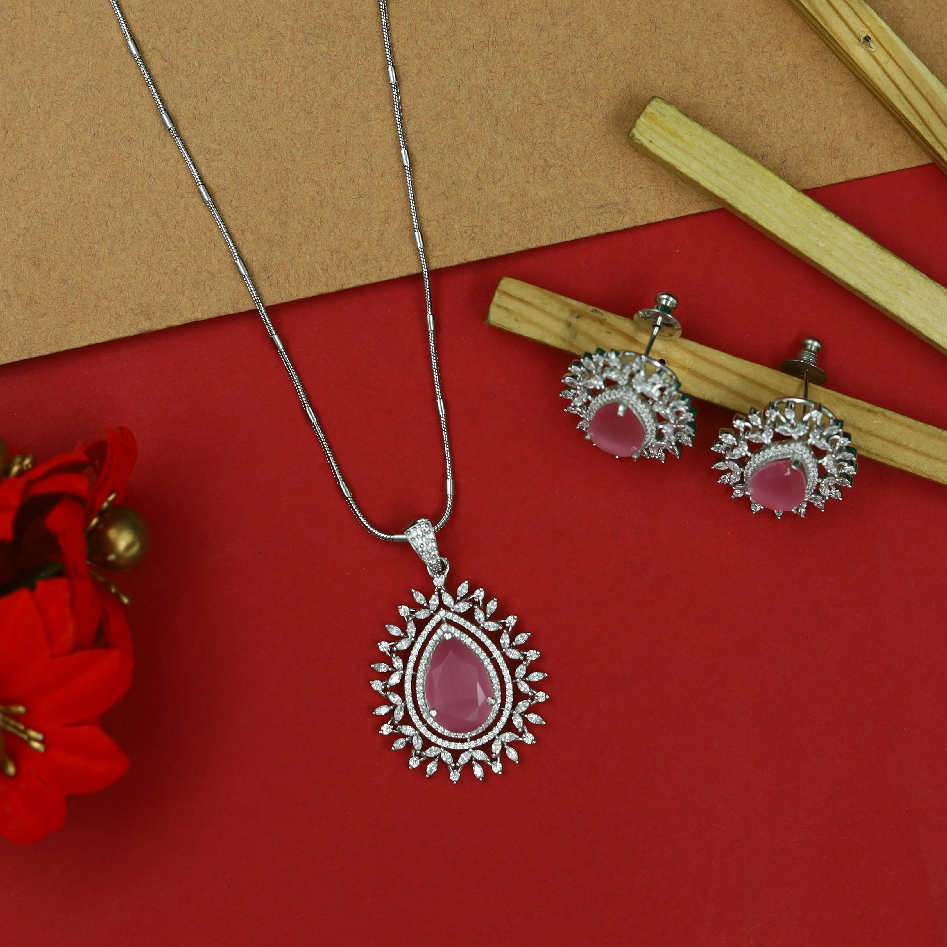 Designer Zircon/AD Pendant Set 15241-69