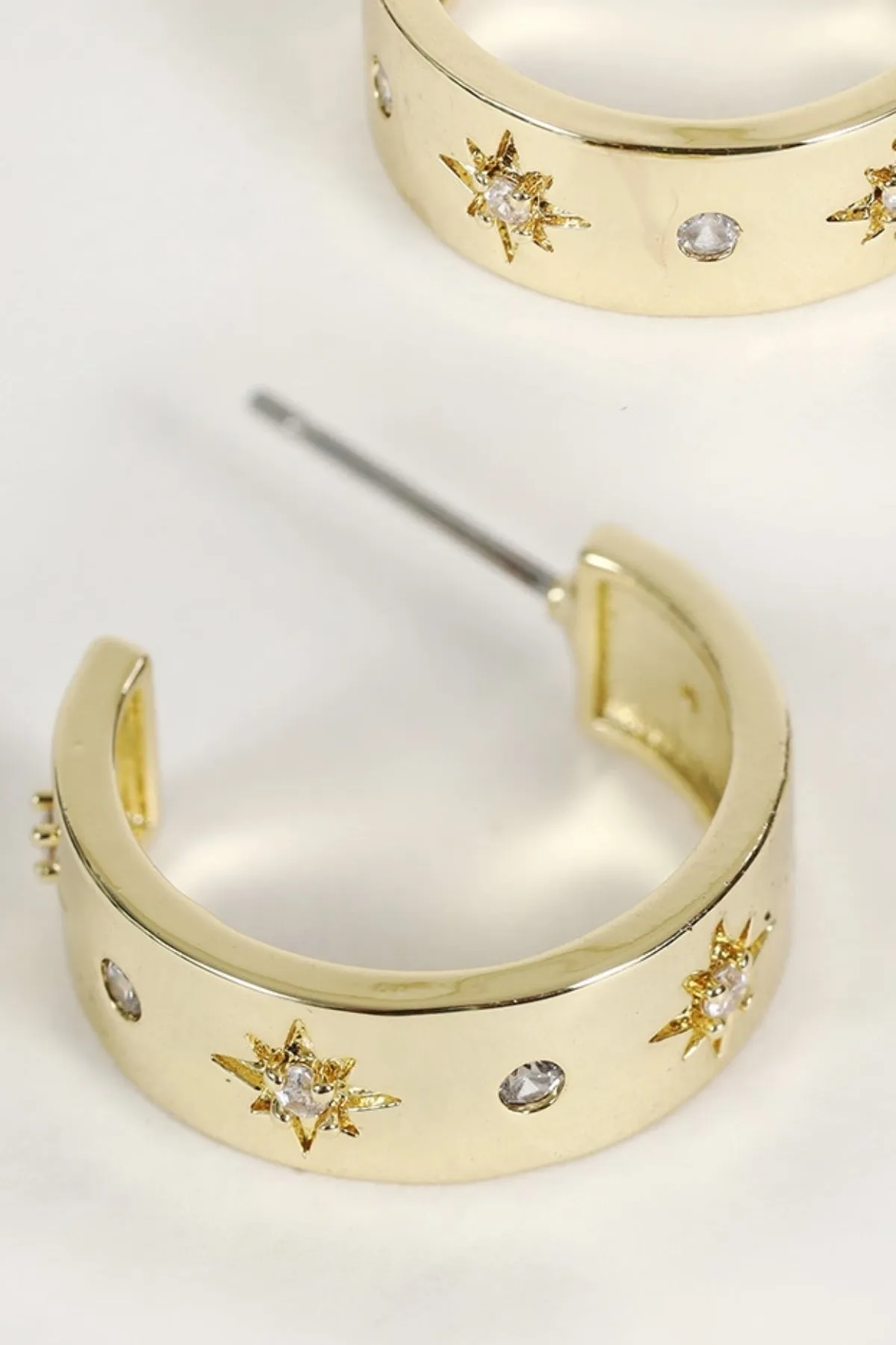 Diamante Embellished Gold Hoop Earrings