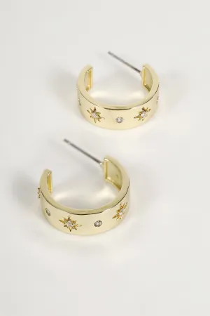 Diamante Embellished Gold Hoop Earrings