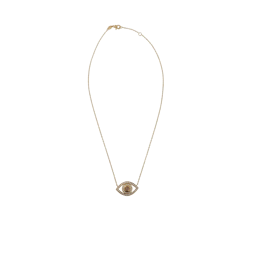 Diamond And Moonstone Big Eye Pendant Necklace