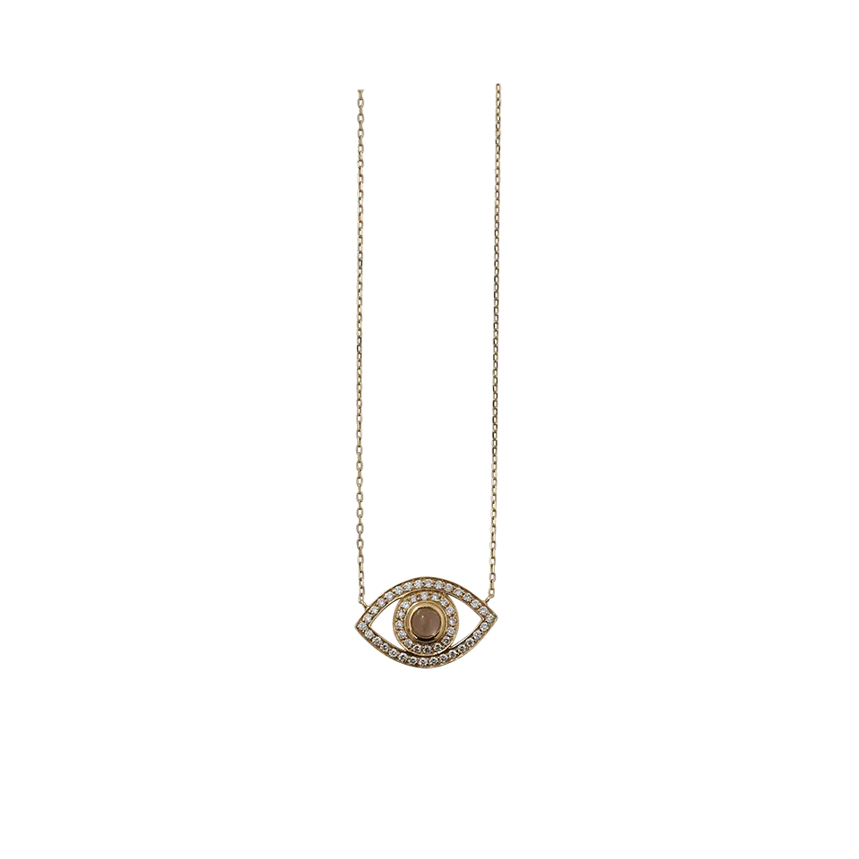 Diamond And Moonstone Big Eye Pendant Necklace