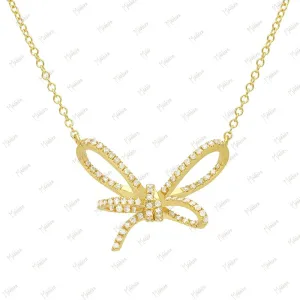 Diamond Bow Necklace 13x20mm