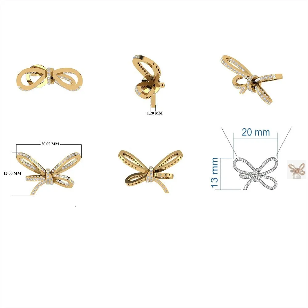 Diamond Bow Necklace 13x20mm