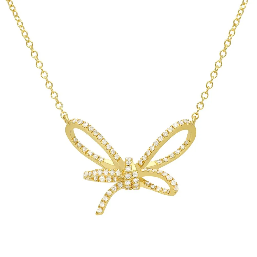 Diamond Bow Necklace 13x20mm