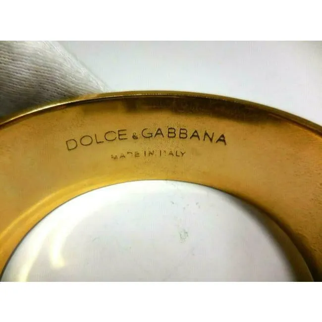 Dolce And Gabbana Two Tone Croc And G Logo Designer Bracelet