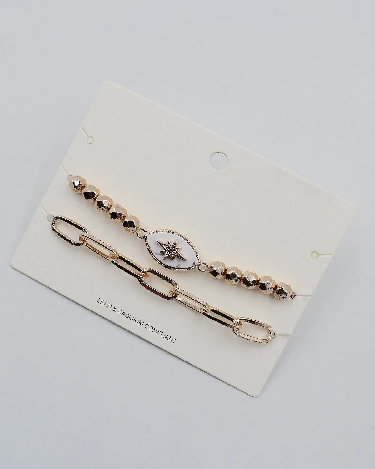Double Layered Gold Bracelet with Semi Precious Stone
