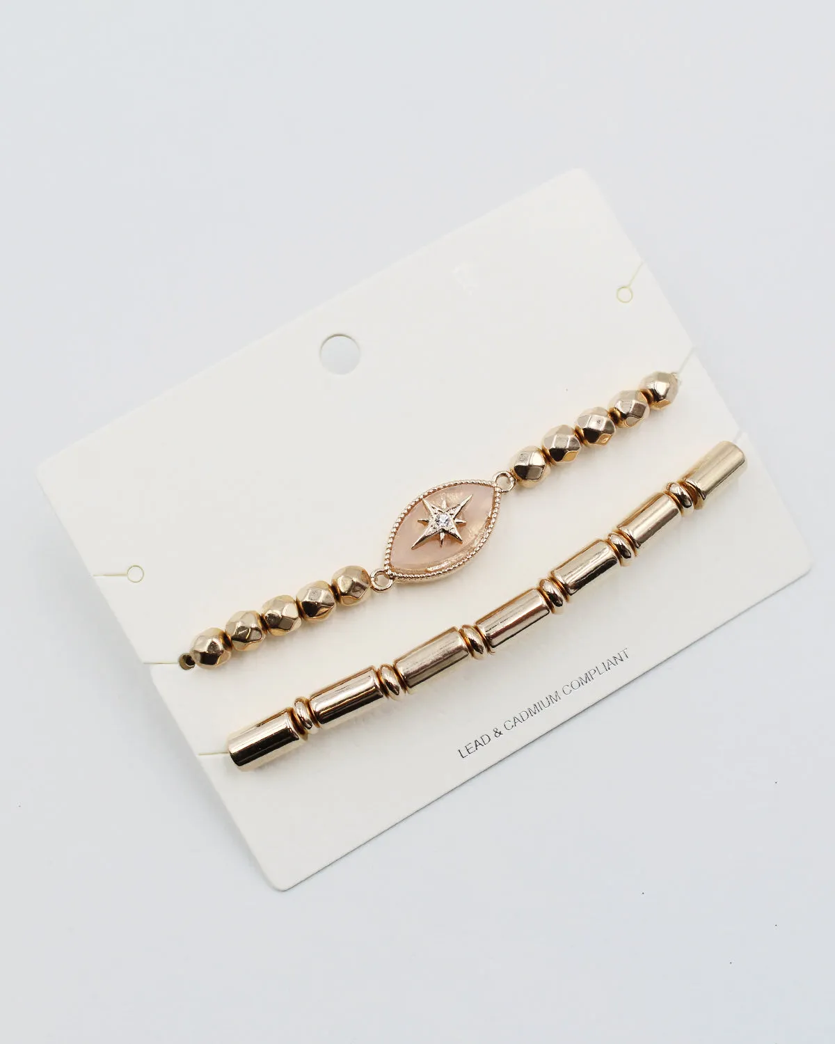 Double Layered Gold Bracelet with Semi Precious Stone