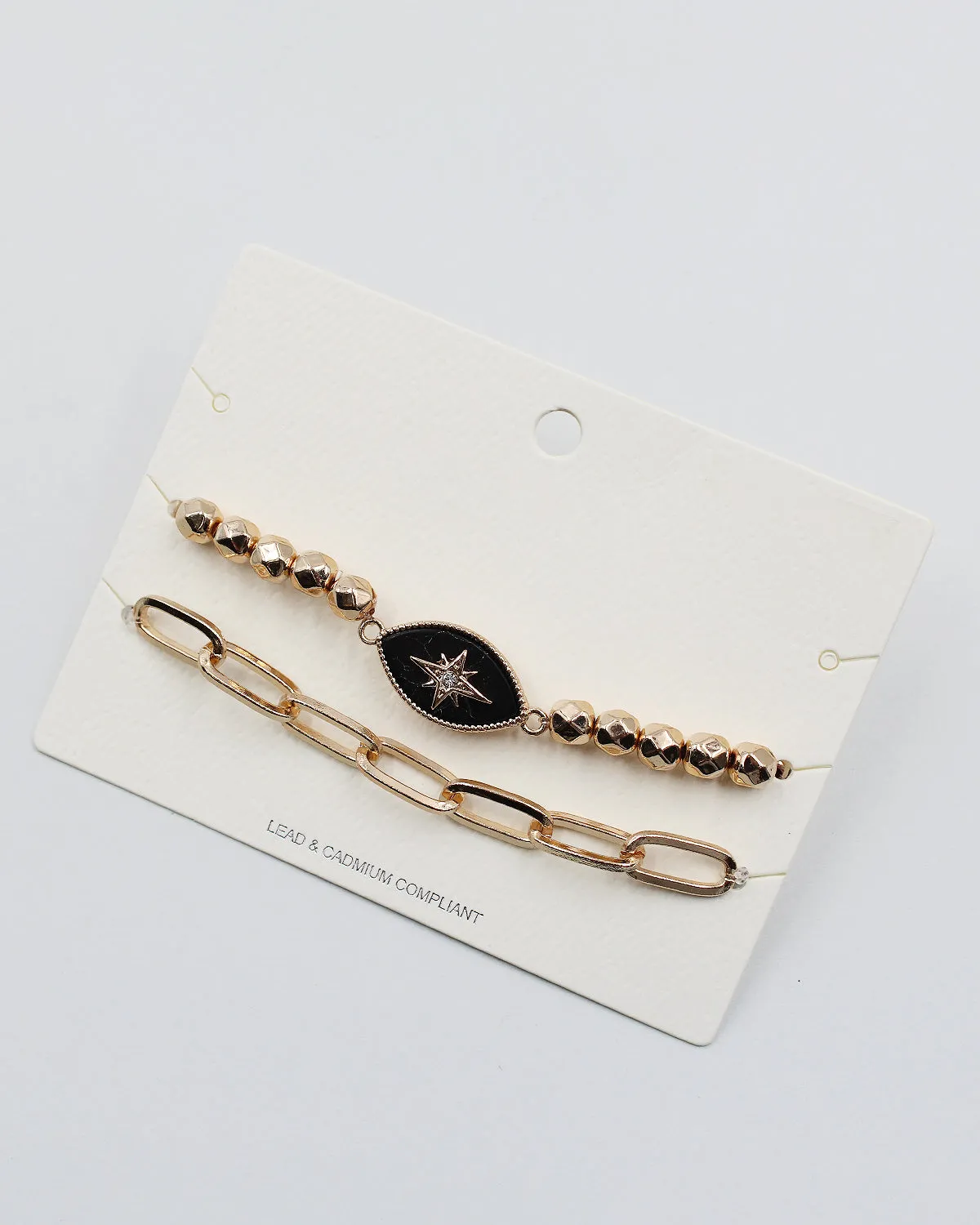 Double Layered Gold Bracelet with Semi Precious Stone