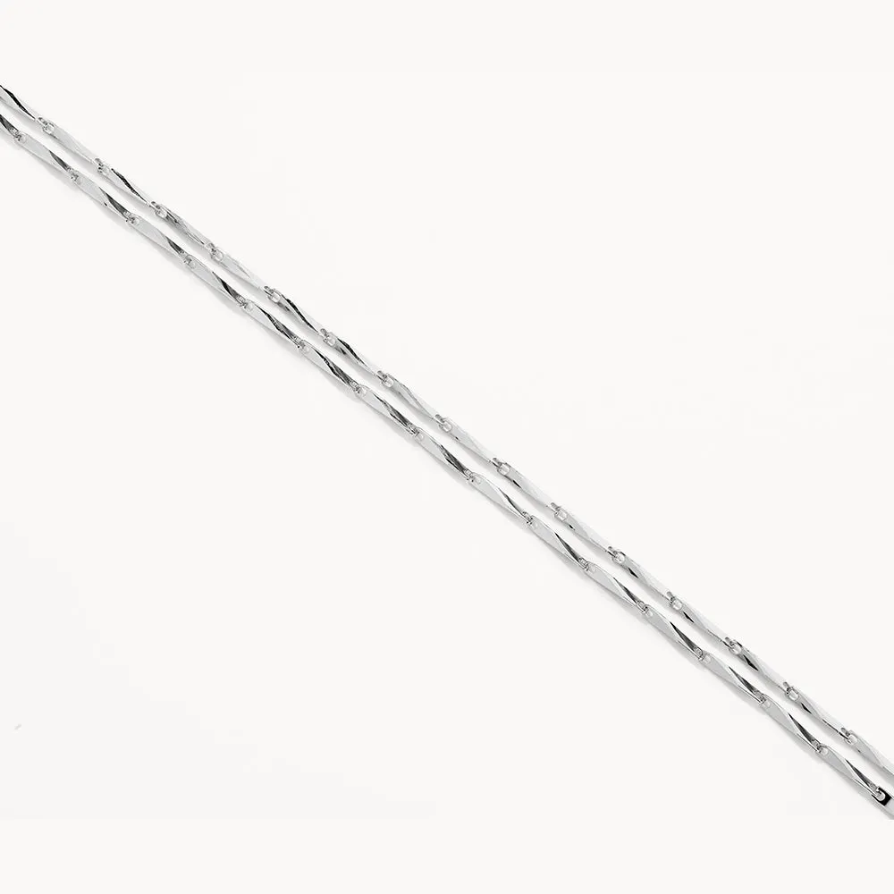 Double Twist Bar Link Chain Bracelet in Silver