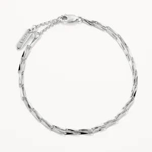 Double Twist Bar Link Chain Bracelet in Silver