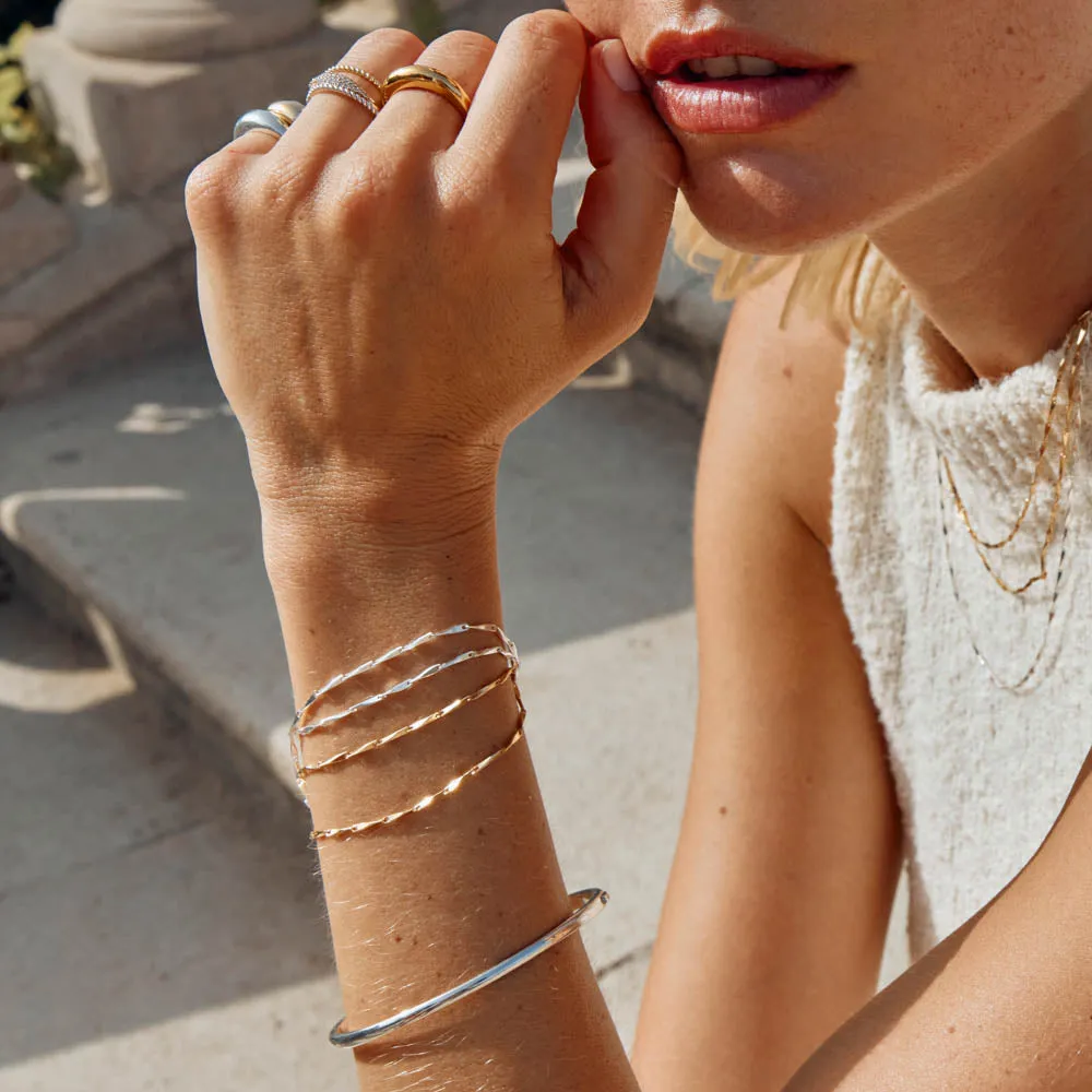 Double Twist Bar Link Chain Bracelet in Silver