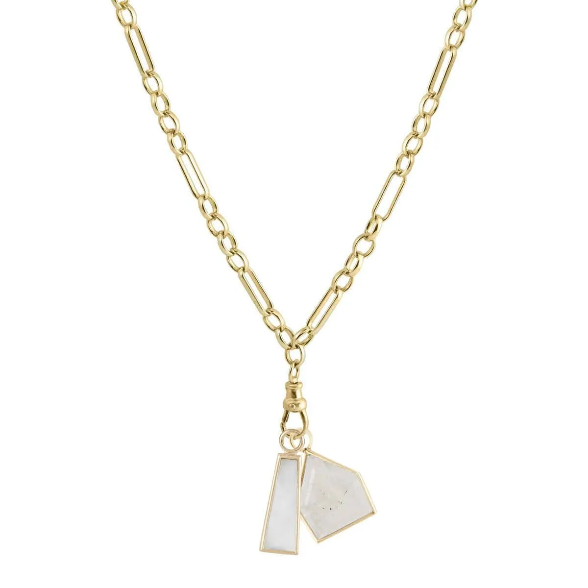 Eiffel Heavy Chain with Mother Of Pearl & Moonstone Necklace