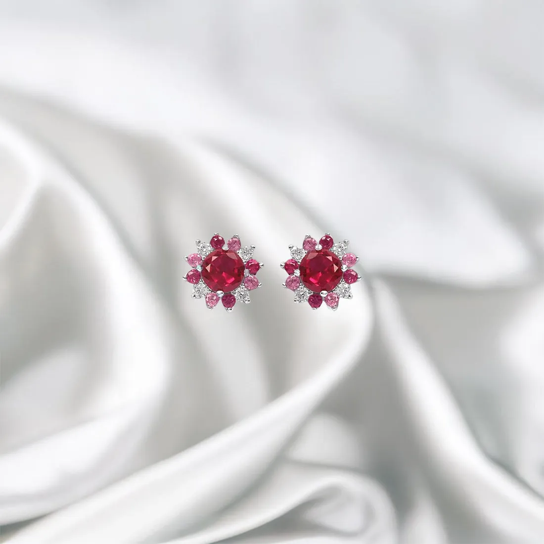Elegant Rhodium Plated 925 Sterling Silver Solitaire Earrings