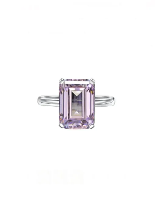 Emerald Cut Ring 925 Sterling Silver Rectangle Zircon Luxury Statement Cocktail Ring