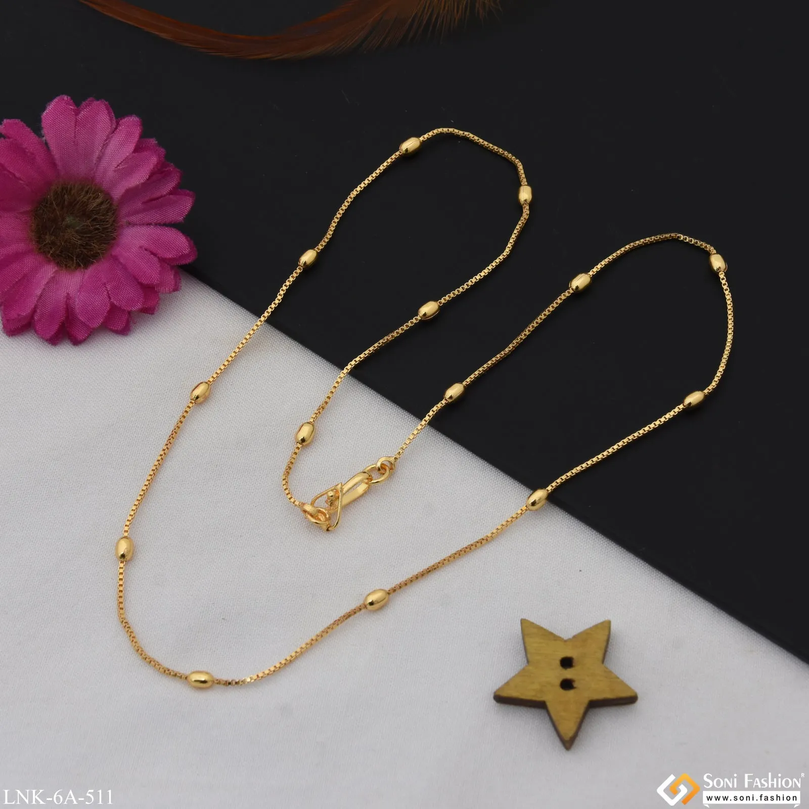 Exclusive Design Gold Plated Ball Chain for Ladies - Style A511