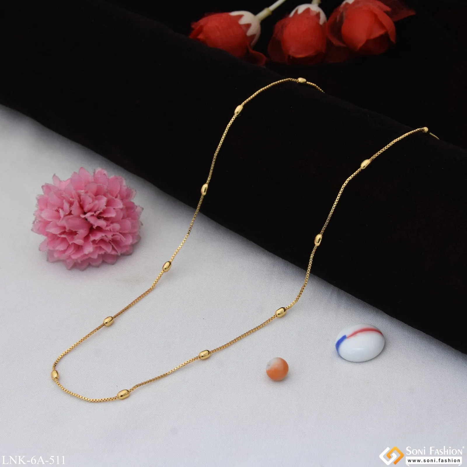 Exclusive Design Gold Plated Ball Chain for Ladies - Style A511