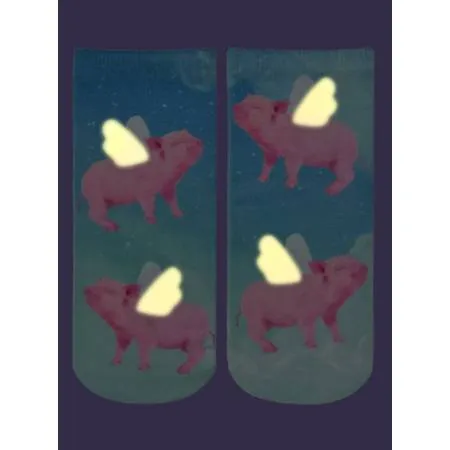 Flying Pig Ankle Socks Glow in the Dark Wings