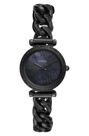 Fossil ES4690 Carlie Mini Black Stainless Steel Chain Bracelet Men Watches Lexor Miami