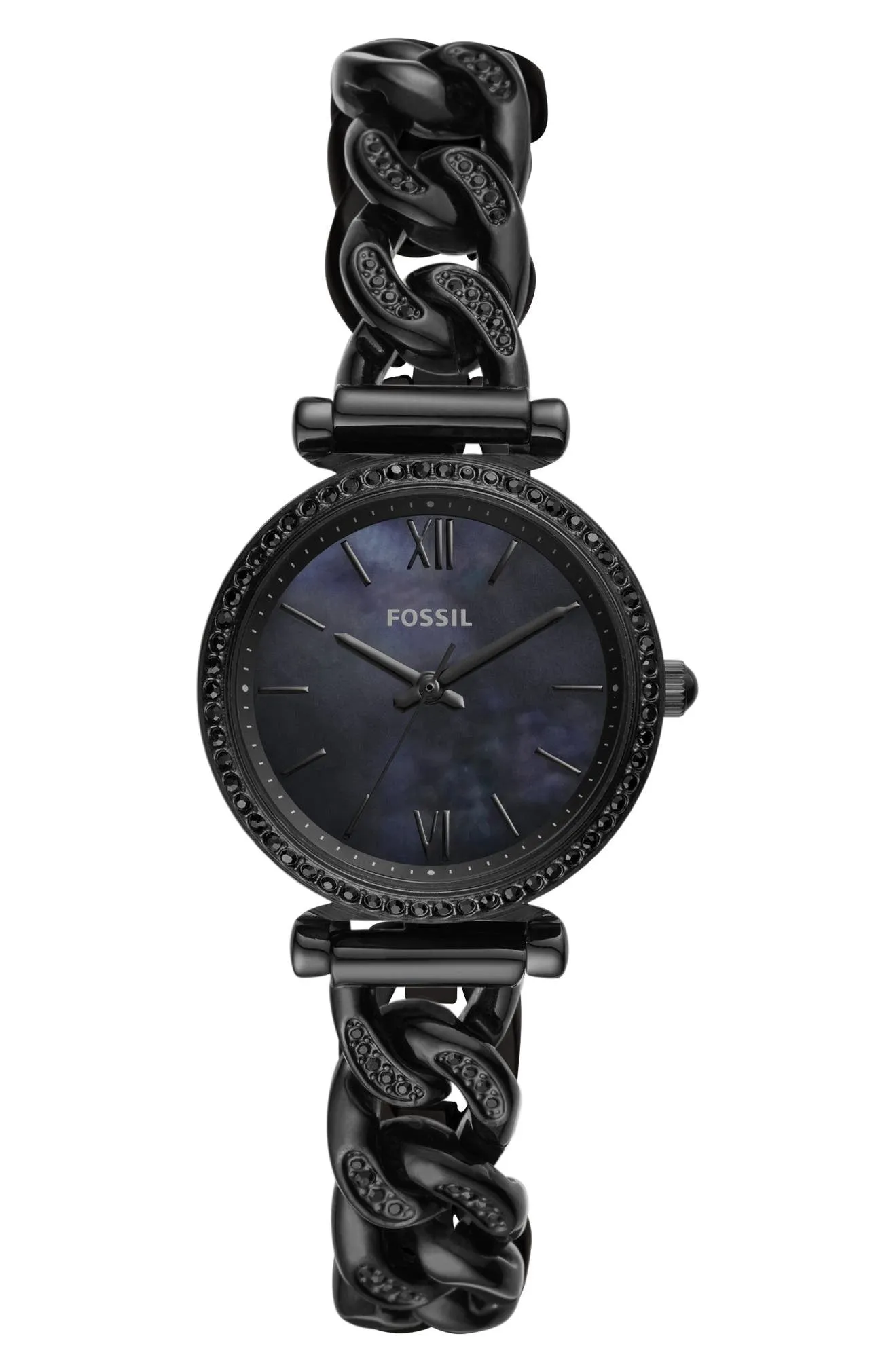 Fossil ES4690 Carlie Mini Black Stainless Steel Chain Bracelet Men Watches Lexor Miami