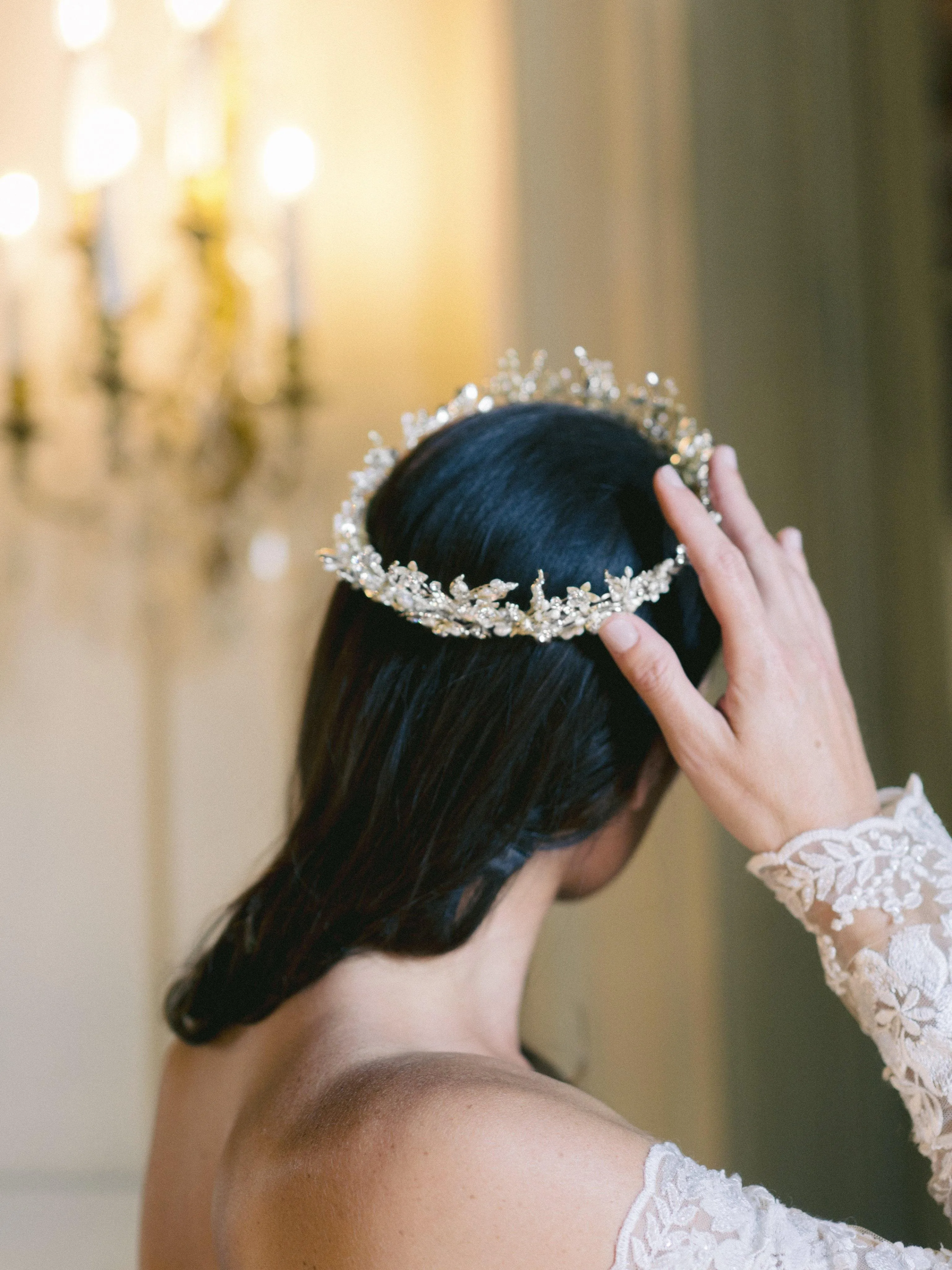 GENEVIEVE Gilded Blossoms Full Bridal Crown