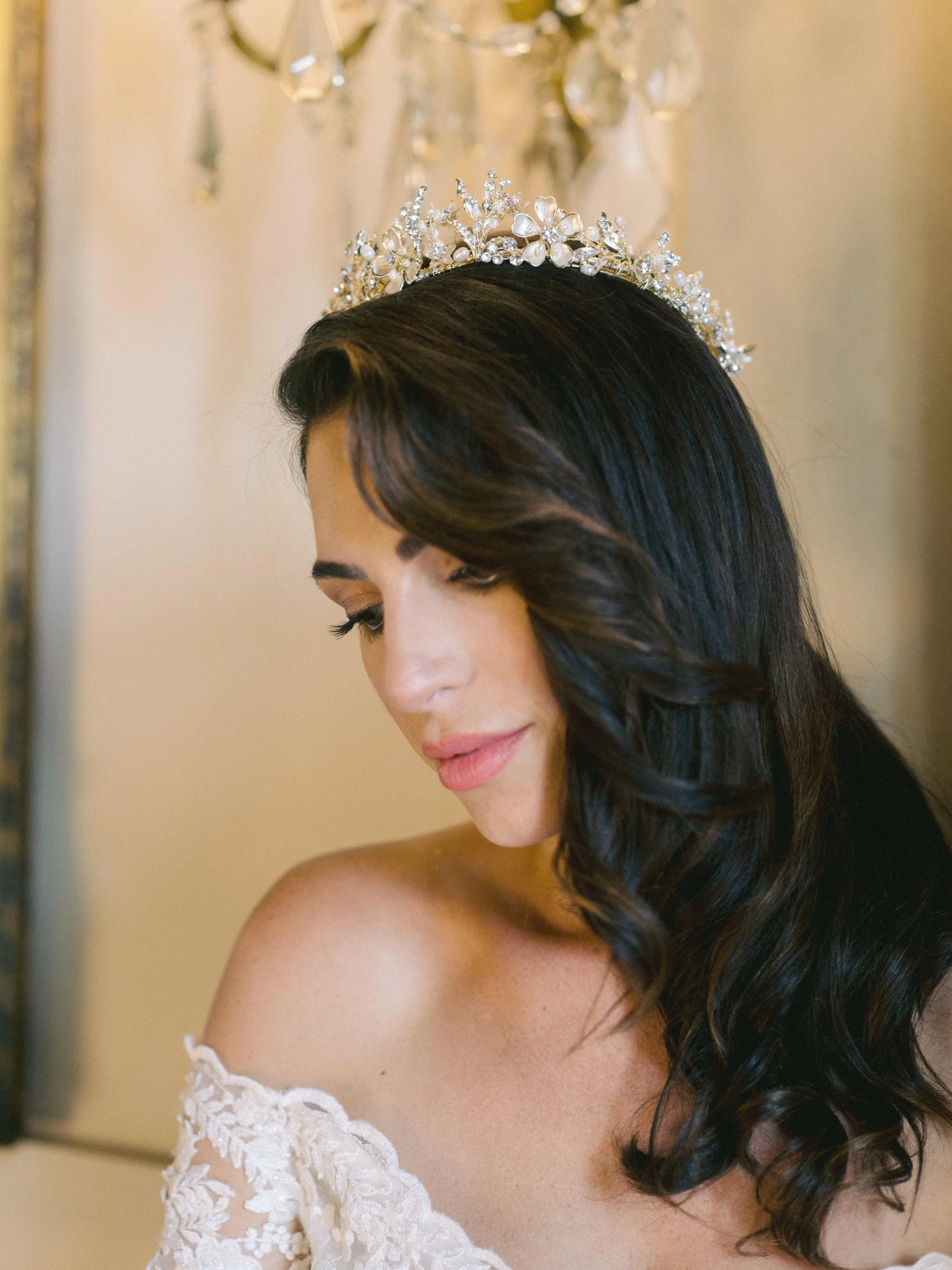 GENEVIEVE Gilded Blossoms Full Bridal Crown