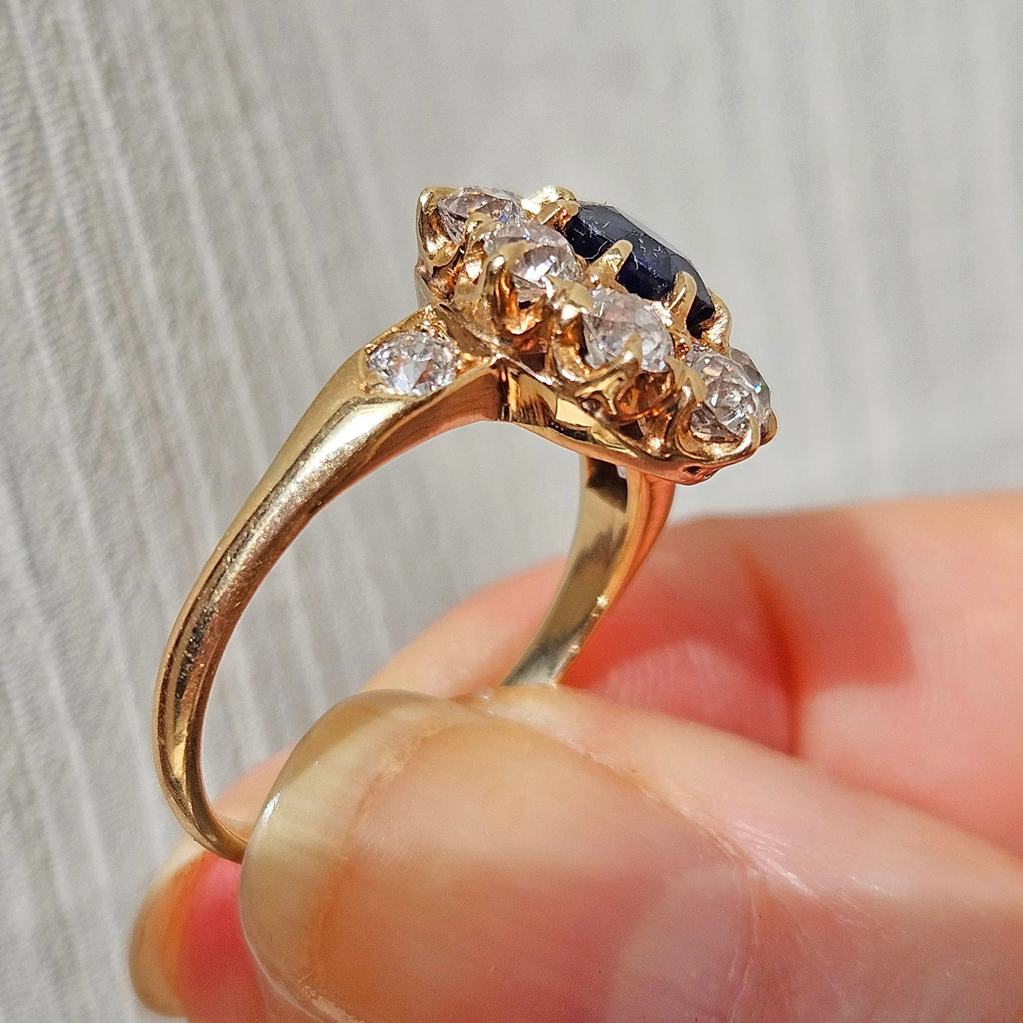 GIA Royal Blue Victorian 2.29ctw No Heat Old Mine Oval Sapphire Diamond Antique Vintage Cluster 14k Gold Ring
